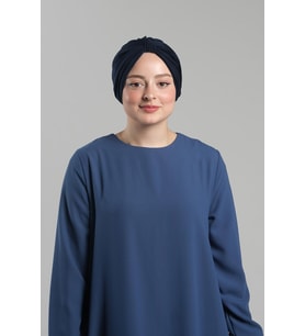 Lacivert Pratik Hazır Geçmeli Tesettür Bone Sandy Pileli Salaş 2121_02