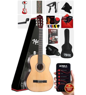 Midex CG-270NT Doğal Renk Klasik Gitar 4/4 Yetişkin Boy Sap Ayarlı Full Set