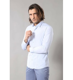 Mavi Desenli Slim Fit Erkek Gömlek - Wessi
