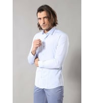Mavi Desenli Slim Fit Erkek Gömlek - Wessi