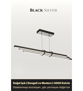 Cosmo Silver Lineer LED Sarkıt Avize – Kumandalı Dim Edilebilir – Aşağı Işık