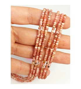Bileklik Boy Rodokrozit Taşı Dizi Rondela Faset Kesim 1.5*2.5mm Yarım Dizi (17CM UZUNLUĞUNDADIR)