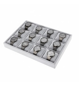 Tokyo Model Süet Kumaş Gri 34/24 Cm Yastıklı Çekmece Içi Yastıklı Saat Ve Takı Kutusu