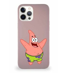 Apple iPhone 12 Pro Max Soft Premier Kapak Patrick Yıldız Tasarımlı Silikon Kılıf - Pudra (Şeffaf)