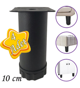 4 Adet Metal Ayarlanabilir 10 cm Siyah Destek Ayak Mobilya Kanepe Baza Koltuk Dolap Sehpa TV Ünitesi Ayağı