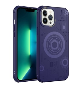 Apple iPhone 13 Pro Kılıf Zore Wireless Şarj Özellikli Desenli Hot Kılıf (Mor)