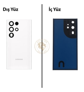 Samsung S22 Ultra Beyaz Arka Pil Kapağı Batarya Kapağı Lazer Kesim Back Cover