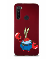 Xiaomi Redmi Note 8 Soft Premier Kapak Bay Yengeç Tasarımlı Silikon Kılıf - Mürdüm (Şeffaf)