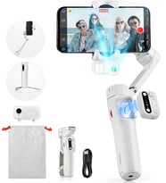 iSteady V3 Gimbal akıllı telefon, yükseltilmiş 3 eksenli gimbal stabilizatör, manyetik AI izleyici, çıkarılabilir kontrolör, entegre genişletilmiş direk ve tripod, canlı yayın için katlanabilir