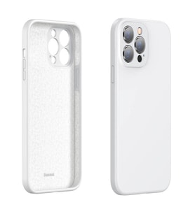 Baseus Liquid iPhone 13 Pro Kılıf Kamera Korumalı İçi Kadife Silikon Kılıf (Beyaz)