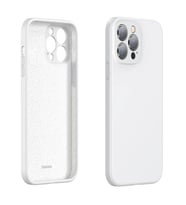 Baseus Liquid iPhone 13 Pro Kılıf Kamera Korumalı İçi Kadife Silikon Kılıf (Beyaz)