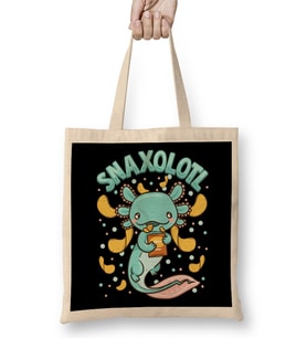 Cute & Funny Snaxolotl Adorable Snacking Axolotl Bez Çanta Uzun Saplı