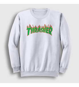 Presmono Unisex Beyaz Logo V4 Thrasher Sweatshirt 278938tt (Beyaz)