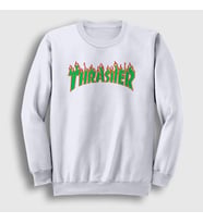 Presmono Unisex Beyaz Logo V4 Thrasher Sweatshirt 278938tt (Beyaz)
