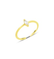 Gümüş altın yaldızlı mekik zirkon taşlı alttan ayarlanabilir yüzük SGTL12232GOLD (Rose)