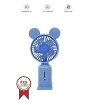 Torima F-12 Mavi Mini Taşınabilir Fan Şarjlı 2 Kademeli Ledli Ayıcık Kulak Vantilatör Klima Soğutucu Fan