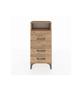 Arges Komodin Tek Raflı 3 Çekmeceli 44x30x96 Çam-Çam