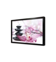 Spa Taşları ve Orkide Çerçeveli Cam Tablo