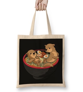 Kawaii Otter Japanese Ramen Noodles Soup Otter Lover Bez Çanta Uzun Saplı