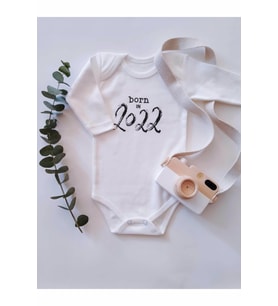 Born 2022 Uzun Kol Organik Baskı Bebek Body