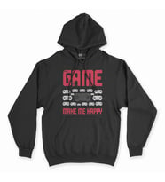 Kırmızı Game Make Me Happy Siyah Kapşonlu Sweatshirt Hoddie