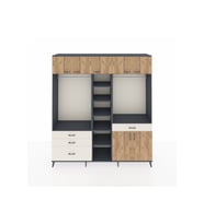 Hyperion Dolap 11 Raflı 4 Çekmeceli 2 Askılı 220x44x243 Antrasit-Çam/Aytaşı