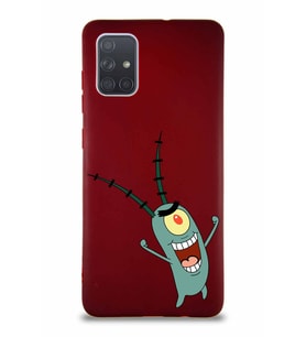 Samsung Galaxy A71 Soft Premier Kapak Plankton Tasarımlı Silikon Kılıf - Mürdüm (Şeffaf)