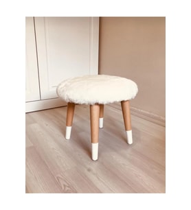 Kıds Çocuk Odası Beyaz Peluş Çocuk Taburesi Çocuk Çalışma