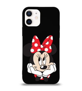 Apple iPhone 12 Mini  Lansman Kılıf Minnie Mouse Tasarımlı Altı Kapalı İçi Kadife Kaplı  Kapak (Şeffaf)