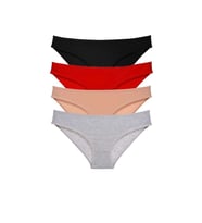4 adet Süper Eko Set Likralı Kadın Slip Külot Siyah Kırmızı Ten Gri
