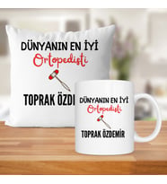 Dünyanın En İyi Ortopedisti Baskılı Kişiye Özel Kupa Bardak Ve Saten Yastık