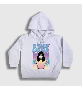 Presmono Unisex Çocuk Beyaz Müzik Björk Kapüşonlu Sweatshirt 512511tt