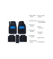 Şahin 1996 Uyumlu 3 Cm Havuzlu 5 Parça Set 3D Paspas Takımı Siyah - Mavi