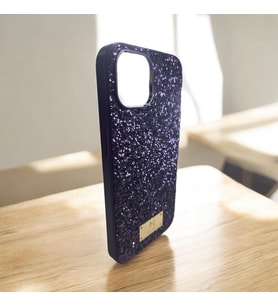 iPhone 13/14  Parlak Lüx Simli İç Kısmı kadife kumaşlı Telefon Kılıfı (Mor)
