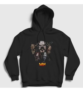 Presmono Unisex Siyah Band Lordi Kapüşonlu Sweatshirt 375537tt
