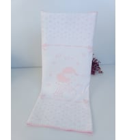 %100 Pamuklu Triko Kız Bebek Battaniyesi - Pembe & Kuzu Desenli Bebek Arabası Örtüsü