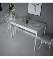 Alesta Life Beyaz Mutfak Masası, Yemek Masası, Çalışma Masası, Metal Ayaklı Masa, Bilgisayar Masası 70x120 cm
