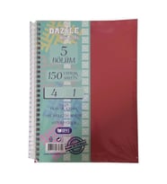 Orta Boy 4+1 Ayraçlı Defter 5 Konulu 150 Yaprak 1 Adet 4 Kareli 1 Çizgili Spralli Plastik Kapak Seperatörlü 18x25 cm (Kırmızı)