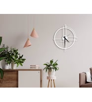 BK Home Dekoratif 45cm Ahşap Duvar Saati-58 (Beyaz)