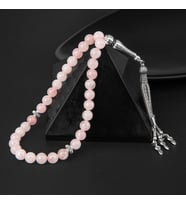 Pembe Kuvars (Gül Kuvars) Doğal Taş Tesbih 33lük - 8mm (Çok Renkli)