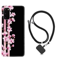 Samsung A02S A03S A10 A12 A13 A21S A22 Kılıf Boyun Askılı Silikon Pink Flowers 3 1393