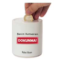 İsme Özel Seramik Kumbara - Benim Kumbaram Dokunma (Beyaz)