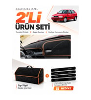 e-biz SKODA FELICIA (1994-2001) Uyumlu Torpido Örtüsü + Tay Tüyü Çanta - Siyah-Kahverengi - SK006