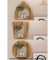 Ahşap Dekoratif Duvar Rafı 3 Lü Set ( Mts-176 ) (Kahverengi)