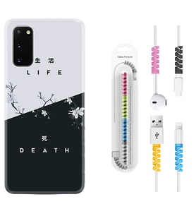 Samsung A02S A03S A10 A12 A13 A21S A22 Kılıf Kablo Koruma Spiral Silikon Life and Death 1339