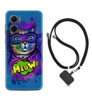 Xiaomi Redmi Note 11E Kılıf Silikon Boyun Askılı İpli Desenli Silikon Super Meow 1715