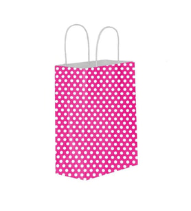 Kraft Burgu Saplı Çanta Fuşya Puantiyeli 25x31x12cm 250 ADET