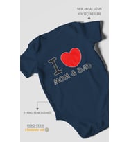 I Love Mom and Dad Baskılı Bebek Zıbını – Çıtçıtlı Body  %100 Pamuk Kısa Kol (Lacivert)