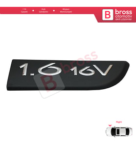 Renault Megane MK2 Scenic MK2 için Sağ Taraf Siyah 1.6 16V Monogram Amblemi Yazısı 8200209130