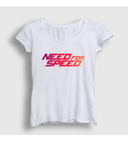 Presmono Kadın Beyaz Logo Oyun Need For Speed T-Shirt 459881tt (Beyaz)